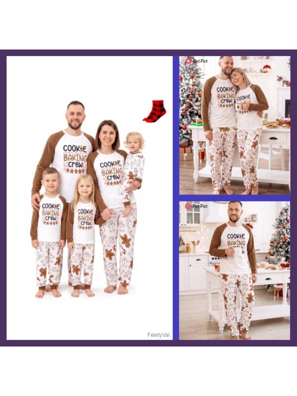 Family Christmas Pajamas Matching Set Gingerbread Polyester-Spandex